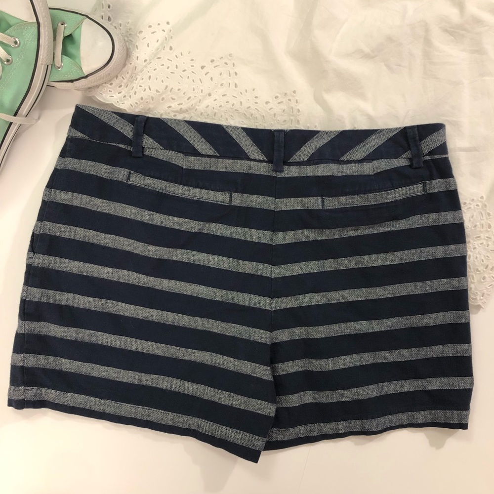 Lands End Not Too Low Rise Navy Striped shorts - Picture 2 of 4